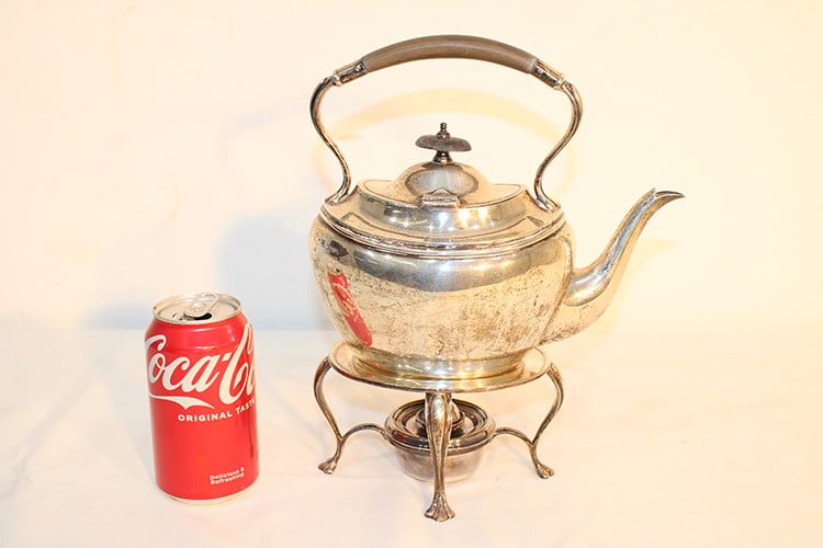 Silver tea pot with stand marked B. G. and Co. with lion and crown 36.5 ozt. No monograms, nice (1 of 4)