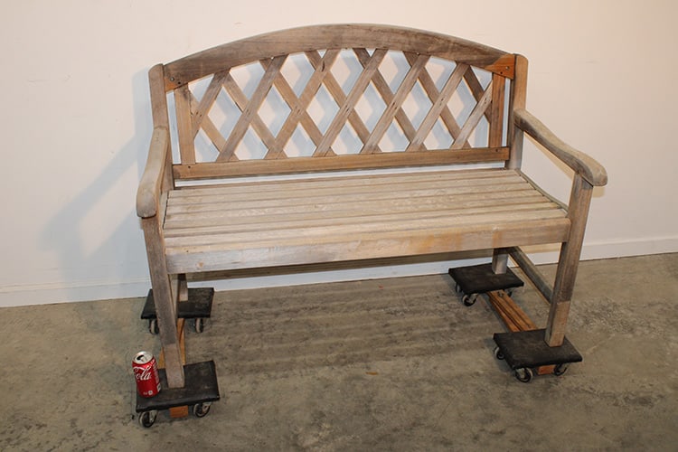 Nice 48" teak bench, nicely weathered in good condition. 48" wide, 37" tall, 24" deep. (1 of 3)