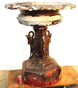 Exceptional huge 48" tall urn with standing egrets. Fiske style, zinc, has some old paint chipping. (1 of 5)
