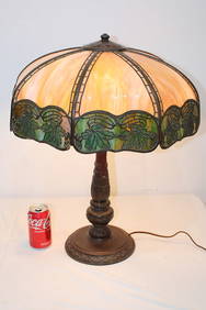 Nice signed Handel "Maple Leaf" overlay table lamp. Signed base and shade all in nice condition. 2 (1 of 8)
