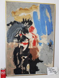 Estate fresh artist signed Friedel Dzubas "55" titled "Breack Through: abstract painting. Found in a: Estate fresh artist signed Friedel Dzubas "55" titled "Breack Through: abstract painting. Found in a local estate. Appr. 25" wide, 37" tall.