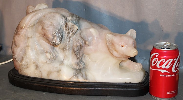 Real neat Italian light up alabaster fox with glass eyes. Fitted black base all in nice condition. (1 of 5)