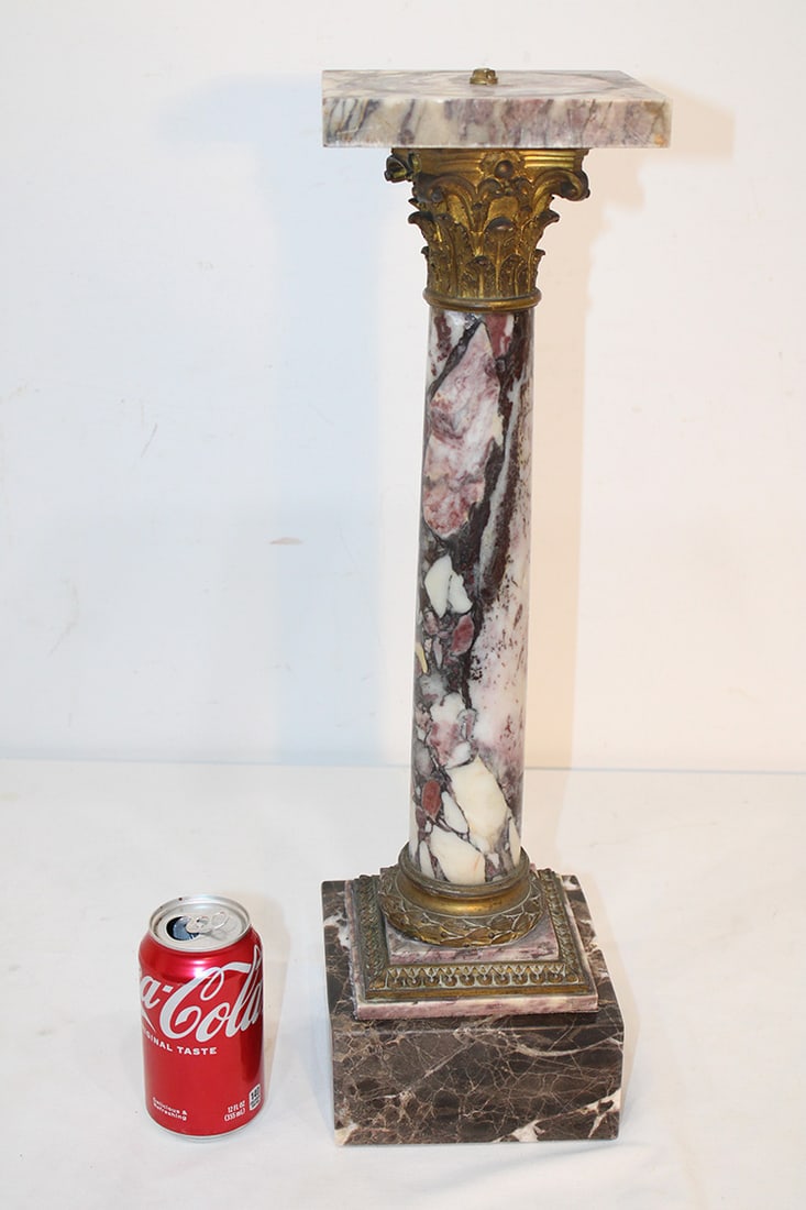 19th C. marble and bronze miniature pedestal 21" tall. Nice bronze capital and base in a great multi (1 of 5)
