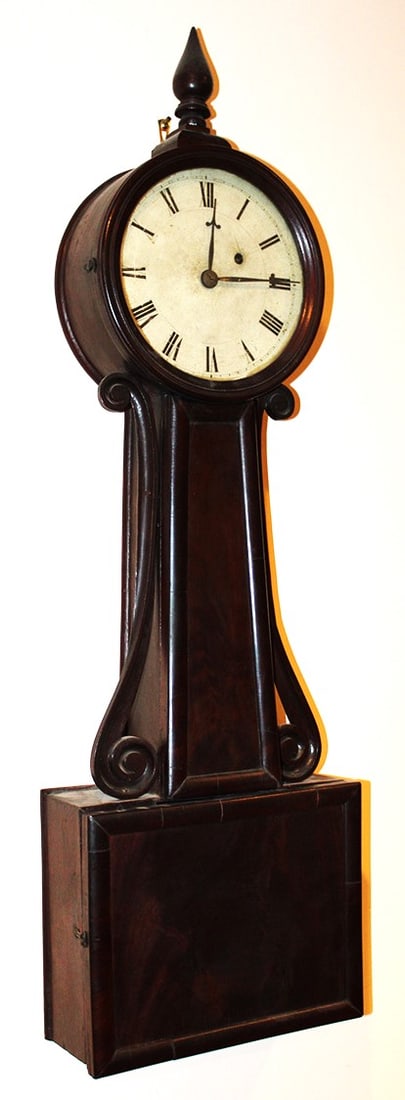 Early 19th C. banjo clock. Probably a Boston maker, pendulum, no weight, original face. Estate (1 of 5)