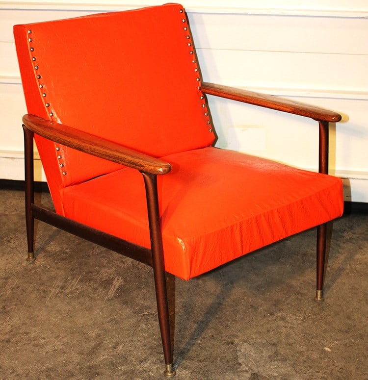 Mid century lounge chair signed Viko Baumritter in orange. Estate fresh, dated 1960. 25" wide, 29" (1 of 5)