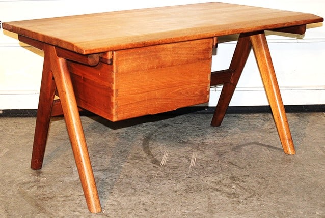 Unsigned mid century style desk in walnut attr. To Jim Sweeney. 1 large drawer came from the Esprit (1 of 6)