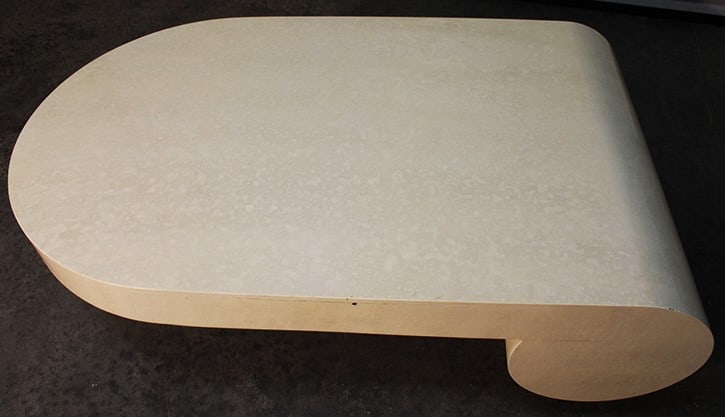 Very neat mid century "directional" C. 140 coffee table. Nice condition, couple of small: Very neat mid century "directional" C. 140 coffee table. Nice condition, couple of small imperfections (see photo) in a cream color. Estate fresh. 60" wide, 16" tall, 36" deep.