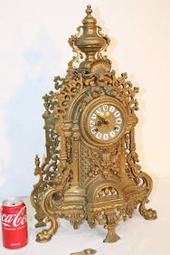 Large 24" baroque solid brass clock signed Franz Hermle Imperial. Springs all good, porcelain (1 of 7)