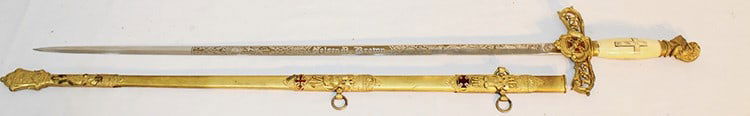 one of the cleanest masonic knights templar sword. Engraved blade, marked Nelson Brown The Molilley (1 of 7)