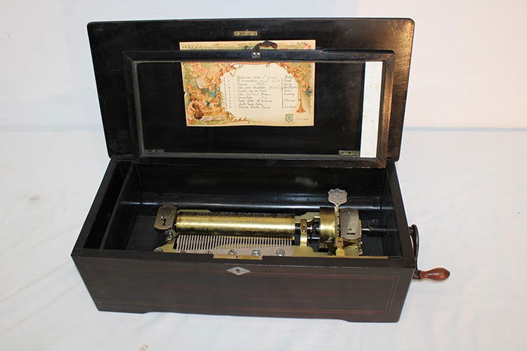 10 tune "Jacot's" coin op cylinder music box with nice clean interior in working condition. Has the (1 of 7)