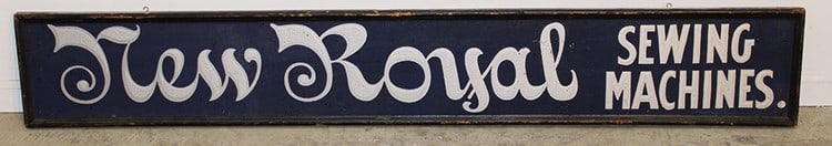 Original New Royal sewing machine advertising sign. Has smaltz paint, marked by the Illinois Sewing (1 of 5)