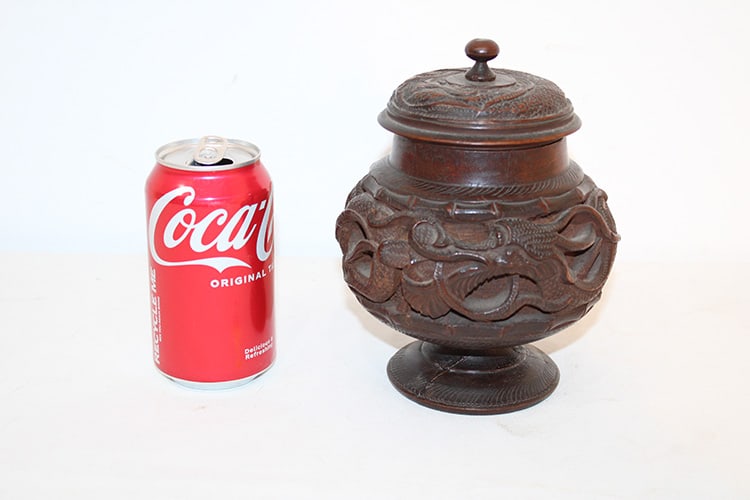 Large antique black forest humidor with carved dragon C. 1890-1910. Has a brass insert, finely (1 of 4)