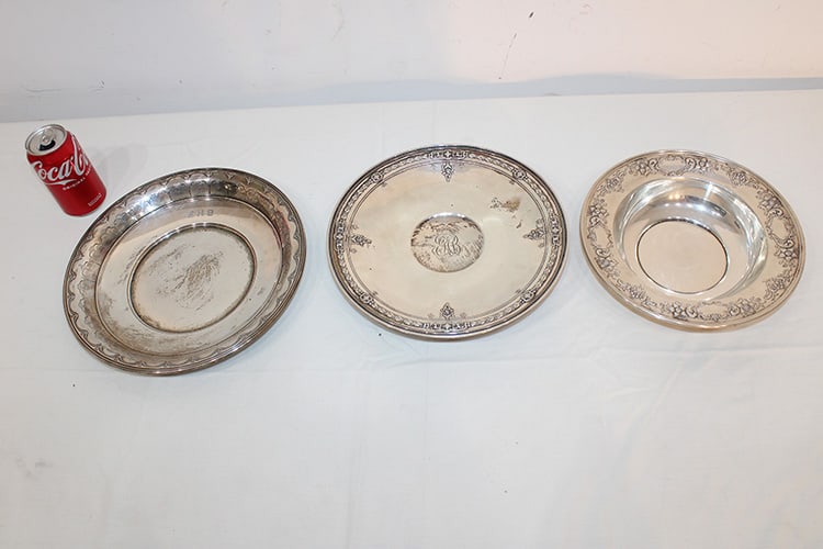 3 Huge Sterling Plate And Bowls (1) Towle, (2) Gorham 43.91 Ozt (1 of 9)