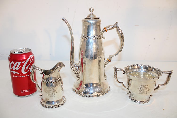 Beautiful 3 Piece Sterling Silver Tea Set 23.57 Ozt (1 of 6)