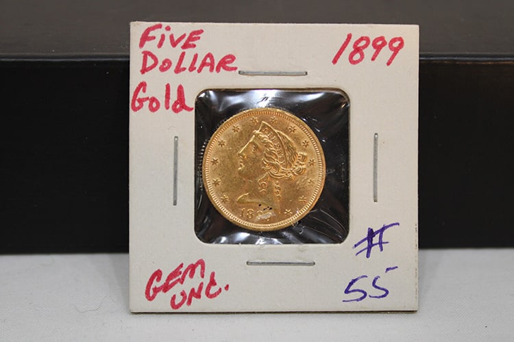 1899 $5 Gold Coin: 1899 $5 gold coin. Estate fresh in real nice condition.