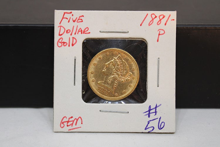 1881 $5 Gold Coin: 1881 $5 gold coin. Estate fresh in real nice condition.