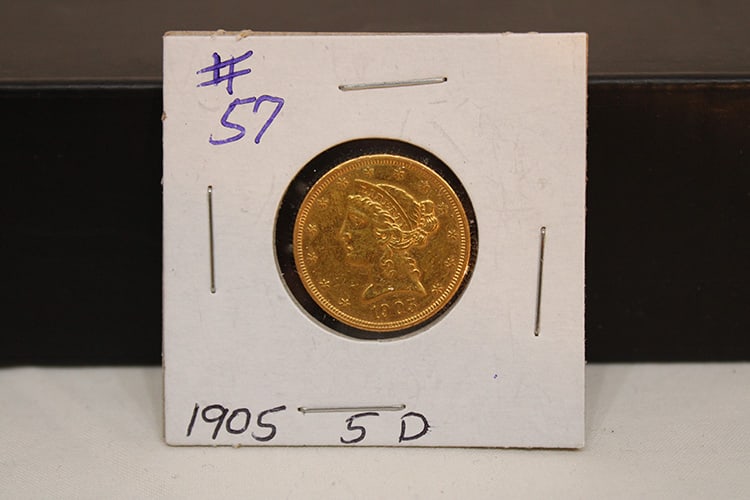 1905 $5 Gold Coin: 1905 $5 gold coin. Estate fresh in real nice condition.