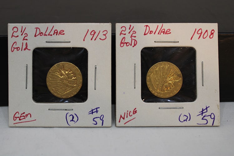 (2) 2 1/2 Dollar Indian Gold Coins 1908 And 1913 (1 of 4)