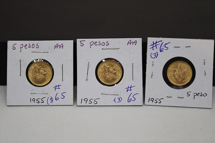 3 Gold Coins, 5 Pesos (3-1953) 12.3 Grams Total (1 of 4)