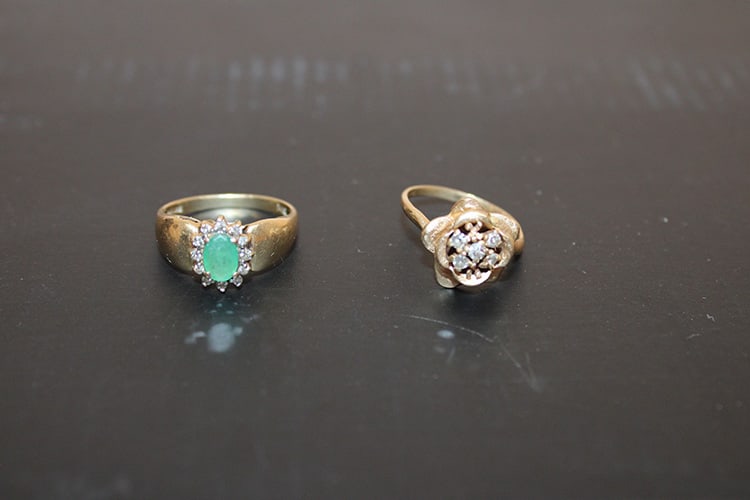 2 Beautiful Estate 14K Cocktail Rings With Diamonds (1 With Jade) (1 of 2)