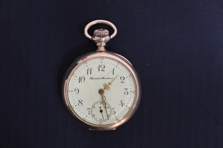 14K Gold Open Face Pocket Watch By Benedict Brothers (1 of 5)