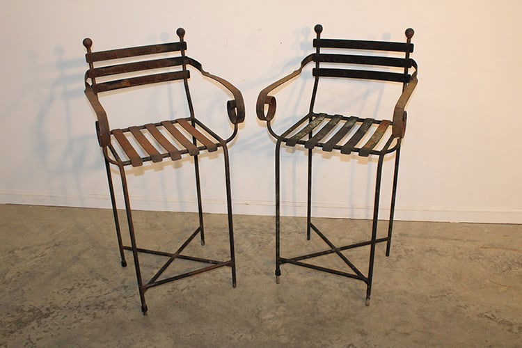 Pair Of Vintage Tall Wrought Iron Barstools (1 of 4)