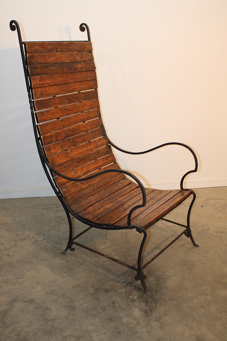 Unusual Wrought Iron High Back Chair (1 of 6)