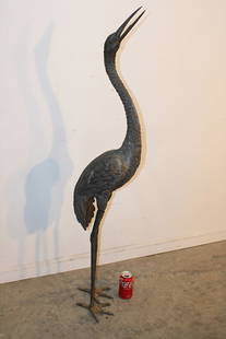 Awesome 50" Solid Bronze Crane: Awesome 50" solid bronze crane. Great patina, real nice for a garden. Very heavy. Estate fresh in nice condition.