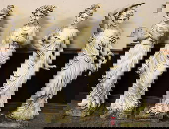 Wonderful Set Of 4 Neoclassical Hand Carved Marble four seasons Statues
