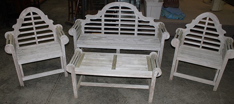 Fabulous 4 Piece Teakwood Luteyens Bench And Chairs And Coffee Table (1 of 7)