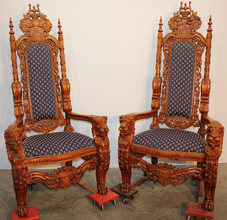 Large Carved Mahogany Kings Throne Chair (1 of 8)