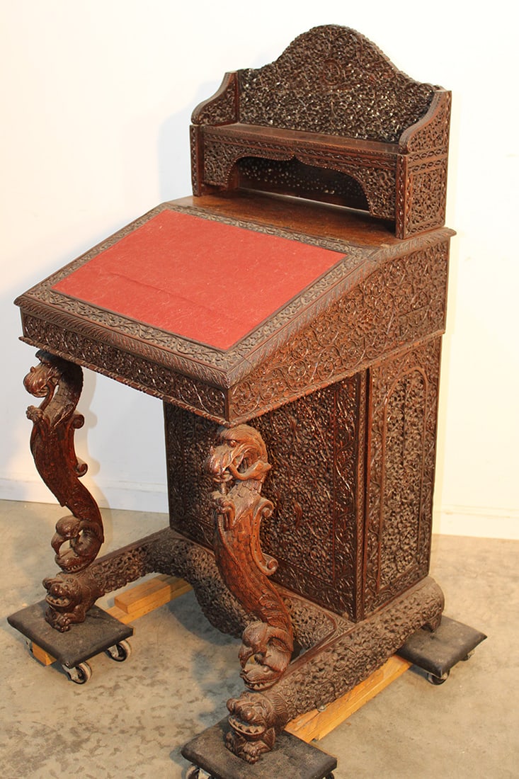 Fabulous 19Th C. Rosewood Pierced Carved Davenport Desk (1 of 12)