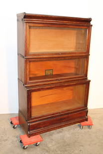 Oak Globe Stacking Bookcase With Hard To Find E-Section Base: Oak Globe stacking bookcase with hard to find E-section base. Nice clean original finish, backs are all good. Model 299 has 2 D-size sections. Estate fresh.