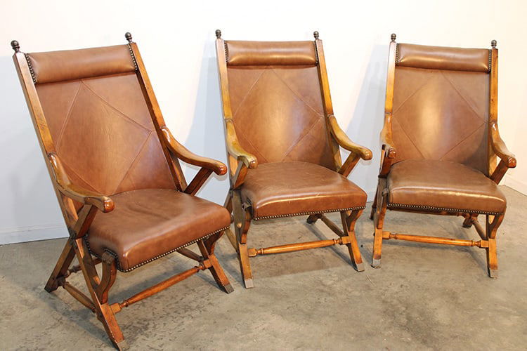 3 Leather Sleepy Hollow Campaign Style Chairs (1 of 4)