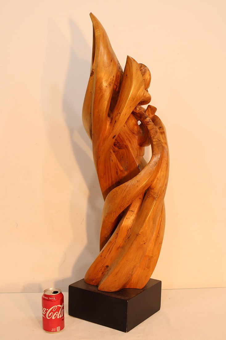 Unique Artist Signed 37" Hand Carved Wood Sculpture Signed Carrier (1 of 8)