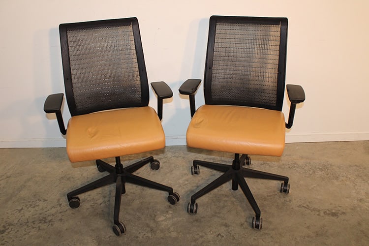 Pair Of High Quality "Steelcase" Think Leather Executive Office Chairs (1 of 7)