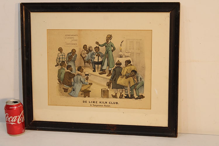 Currier And Ives "De Lime Kiln Club" Black Memorabilia Dated 1883: Currier and Ives "De Lime Kiln Club" black memorabilia dated 1883. All original, estate fresh. 22" wide, 18" tall.