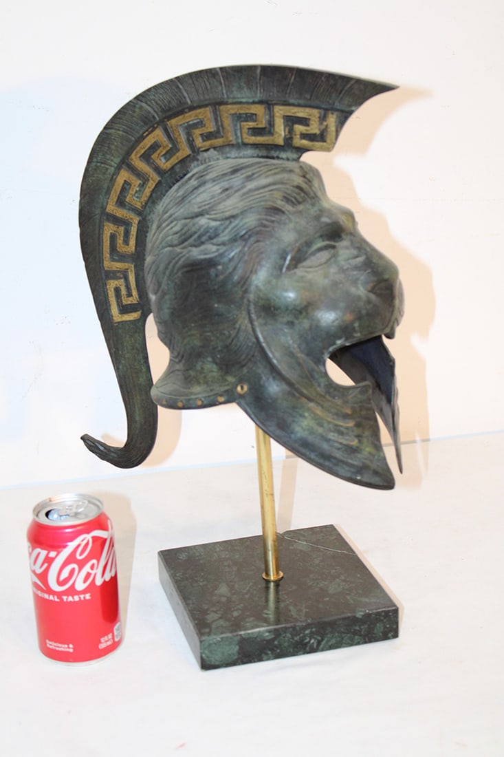 Solid Bronze Greek Style Helmet Depicting A Lion Head (1 of 7)