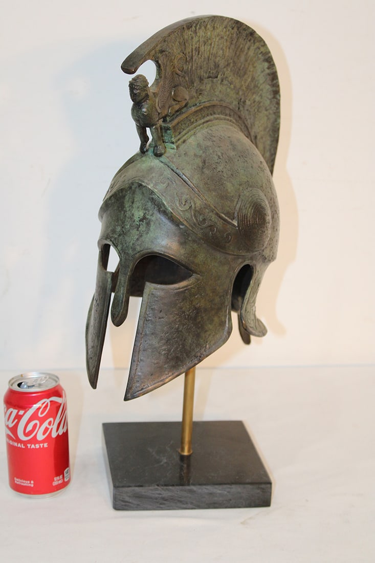 Solid Bronze Corinthian Style Helmet With Winged Griffin Crest (1 of 5)