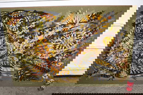 Wonderful Mid Century Modern Embroidery Signed Jean-Claude Duprez: Wonderful mid century modern embroidery signed Jean-Claude Duprez. Handmade, great looking. Estate fresh. 52" wide, 35" tall.