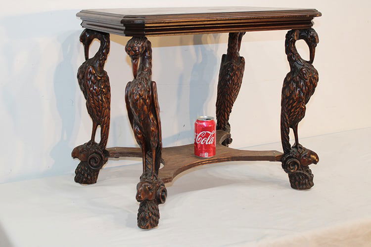 Antique Coffee Table With Carved Crane And Ram Head Legs (1 of 6)