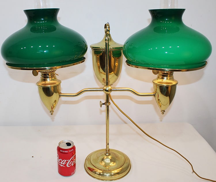 Antique Signed Miller Adjustable Double Student Lamp (1 of 6)