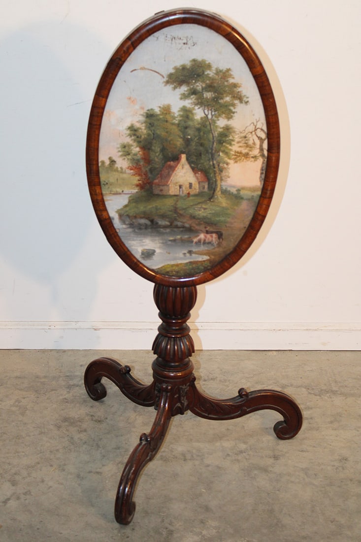 Rosewood Victorian Tilt Top Table With Hand Painted Top (1 of 6)