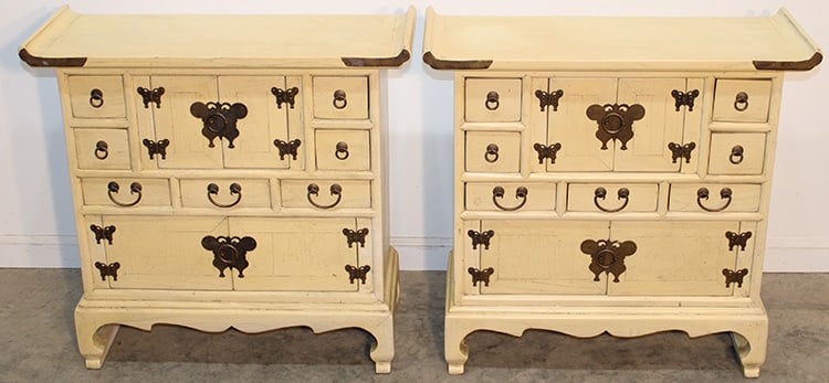 2 Oriental Style Teak Chests With A Cream Lacquered Finish (1 of 4)