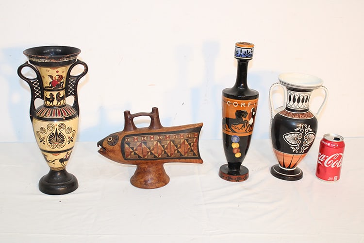 4 Greek Style Vases In Redware And Porcelain (1 of 10)
