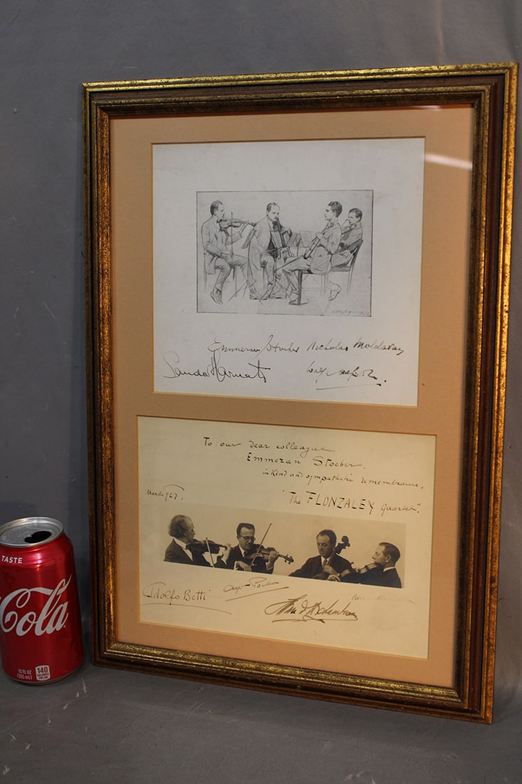 Picture Of The Lenox String Quartet And Flonzaley String Quartet 1927: Picture of the Lenox String Quartet and Flonzaley String Quartet 1927. Possibly hand signed, estate fresh. Never taken out of the frame. Appr. 13" wide, 18" tall.