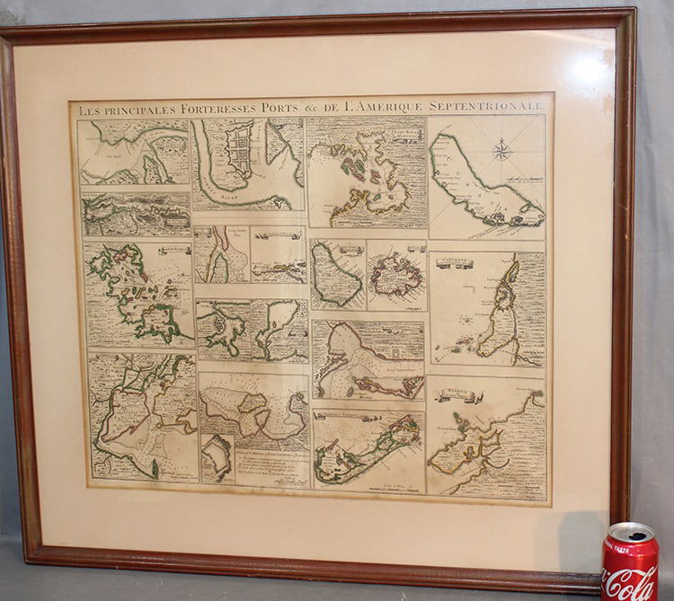 Large Hand Colored Map, The Principal Fortresses, Ports, Etc. (1 of 6)