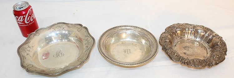 3  Sterling Silver Bowls With Fancy Design Work 20.1 Ozt (1 of 7)