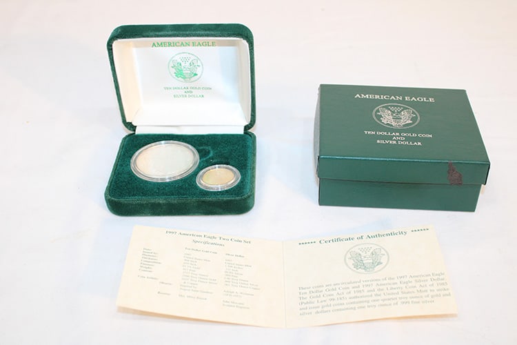 Super 1997 American Eagle (Uncirculated) $10 Gold Coin And Silver Dollar (1 of 9)