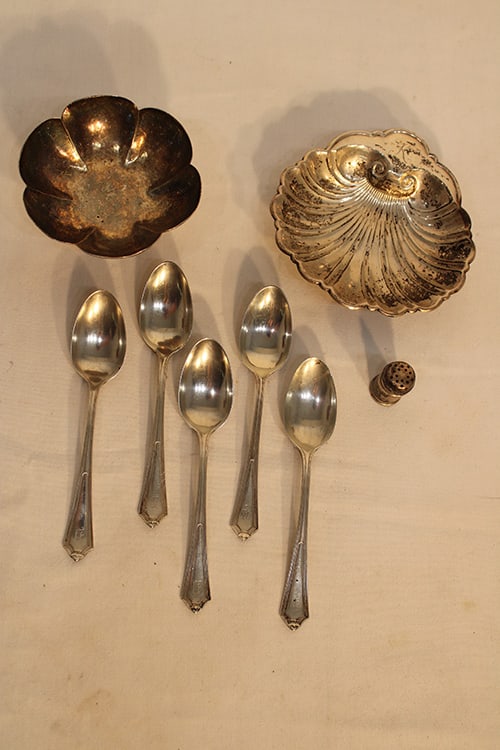8 Pieces Of Sterling Including A Bowl Marked Maciel & Gorham Shell: 8 pieces of sterling including a bowl marked Maciel & Gorham shell all in nice condition. 9.12 ozt.